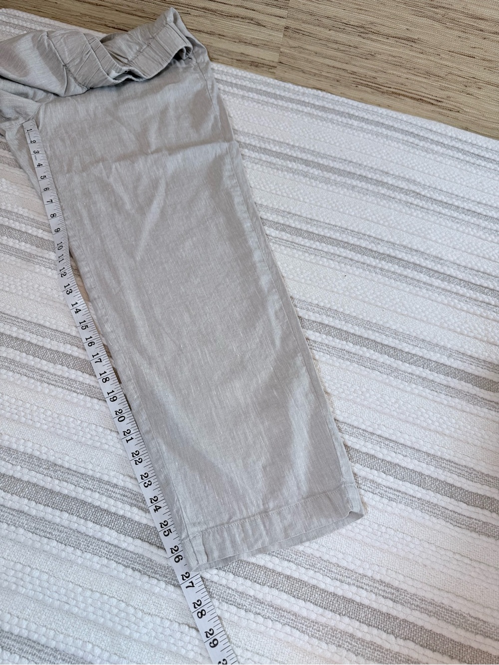 Lou & Grey Linen Blend Pull-On Cropped Pants Bundle Elastic Waist Blue Beige M - Picture 12 of 16